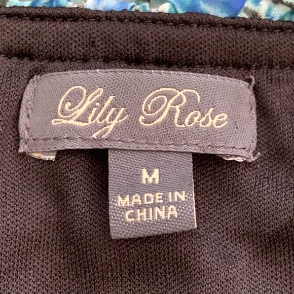 Lily Rose Mini Dress Blue Green Black Print Sleeveless Ruffle Mini Dress Medium - Picture 3 of 9